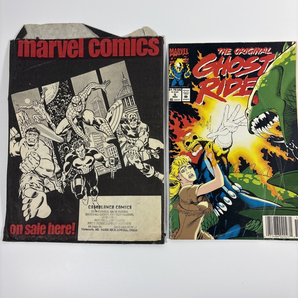 Lot Marvel Store Comics Shopping Bag and Original Ghost Ride Comic